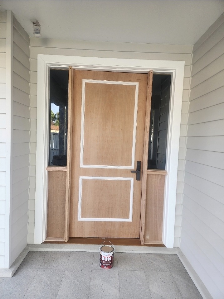 Front door sanded back and prepared for repainting